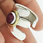 Mothers Day Gift 925 Silver Natural Ruby Cocktail Vintage Ring Size Q O23