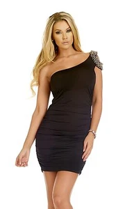 Splendor Beaded Black Shoulder Dress small - Picture 1 of 3