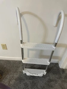 3 Step Boat Ladder White And Stainless Steel. New - Picture 1 of 5