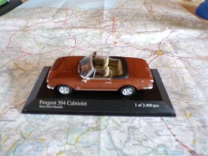 PEUGEOT 504 Cabriolet 1974 Brun Métal MINICHAMPS 1/43 en boite - Foto 1 di 5