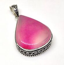 Natural Pink Botswana Agate Oval Cabochon Gemstone Fashion Jewelry Pendant 2"