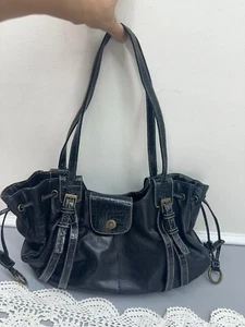 Women's Laura Ashley Handbag Vintage Leather Black Shoulder Bag Handbag - Picture 1 of 11