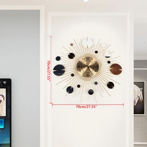 Yellow Modern Large Wall Clock  Non Ticking Quartz Movement Office Home Decor US Cover