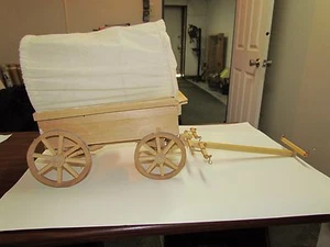 HAND CRAFTED MINIATURE COVERED CHUCK WAGON W/REMOVABLE BARREL AND LID - Picture 1 of 6