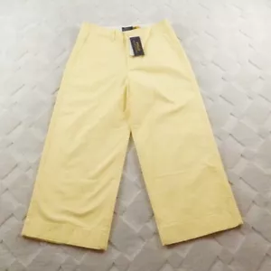 Ralph Lauren Cropped Wide Leg Pants Womens 4 Yellow Summer Flat Front Casual - Picture 1 of 12