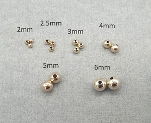 9ct Yellow Gold Beads 2 2.5 3 4 5 6mm 9K Solid Gold Plain Round Seamless Light - Picture 1 of 6