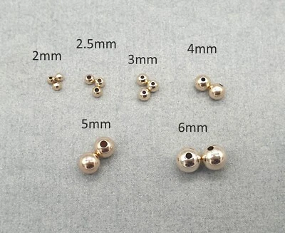 9ct Yellow Gold Beads 2 2.5 3 4 5 6mm 9K 375 Plain Round Seamless Light weight - Image 1 of 4
