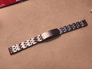 Ladies Vintage NOS SS 11mm Straight Ends Folding Clasp Watch Band - Afbeelding 1 van 6