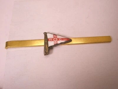 Yacht Club Boating RC NS RCNS Red & White Enamel Flag Logo Vintage Tie Bar Clip - Image 1 of 4