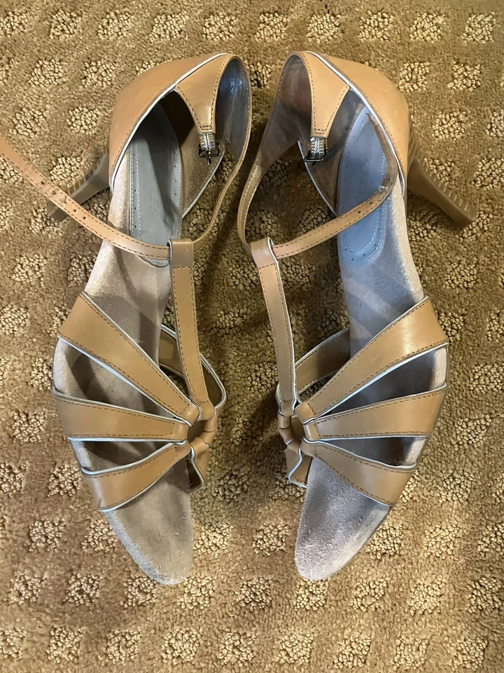 Aerosoles Talla 9.5 M Tostado Gladiador Correa Cuero Mujer Sandalia Salsa Zapatos de Baile Foto 1 de 4