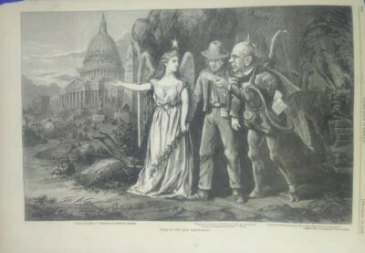 винтажный принт 1868 Томас Наст политический мультфильм экс-повстанцы соблазнительная Колумбия - Изображение 1 из 2