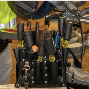 KLEIN TOOLS (MEDIUM) Electrician Leather Multi Tool Belt (10 Pocket) Pouch (NEW) - Picture 1 of 24