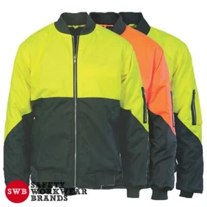 DNC Workwear Mens Hi Vis 2 Tone Flying Jacket Waterproof Concealed Hood 3861 - Picture 1 of 4