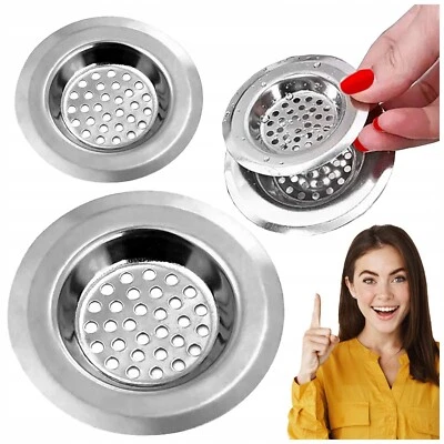 2 x Edelstahl Abflusssieb Haarsieb Abfluss Sieb Spüle Waschbecken Dusche 2 Größe - Bild 1 von 4