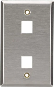 Black Box WP371 Keystone Wallplate Stainless Steel Single-Gang 2-Port - Picture 1 of 1