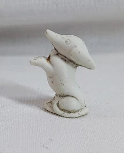 Vintage Miniature Ceramic Bisque Sitting Dog Figurine - Picture 1 of 7