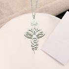 Lotus Flower Pendant Necklace Engrave Necklace Simple for Gifts Silver