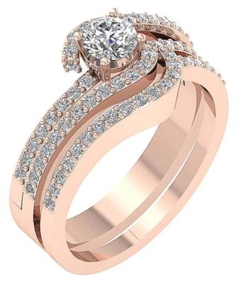 Lab Grown VS F 1.15 Carat Genuine Diamond Bridal Engagement Ring 10K Rose Gold - Image 1 of 4