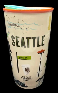 Starbucks Seattle Highlights Local Collection Double Wall Ceramic Tumbler 12 oz - Picture 1 of 7