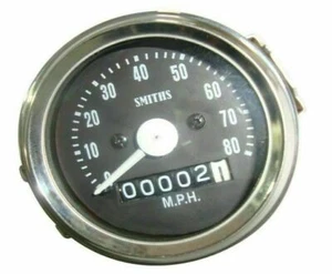 VINTAGE BIKES REPLICA SMITH SPEEDOMETER 0-80 MPH 2 1/2"/60 MM DIA - Picture 1 of 2