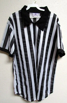 Camiseta de árbitro deportivo para hombre, blanco y negro, cremallera 1/4, talla grande, tela de malla, NUEVA Foto 1 de 4