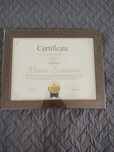 Certificate Frame- 8.5x11" - Faux brown wood. Sealed frame. - Picture 1 of 3