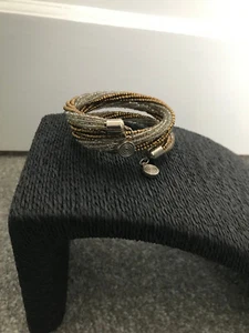 WRAP Bracciale Perline Tono Oro Trasparente Girocollo Charms Twist - Foto 1 di 8
