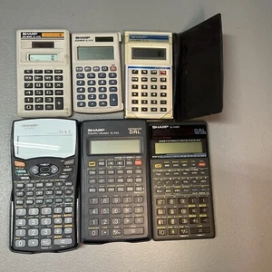 Vintage Sharp Calculator Lot Of 6-Elsi Mate El-243C + EL 531W & EL 546G - TESTED - Picture 1 of 8