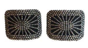 Antique French Faceted Cut Steel Made In France Art Deco Show Buckles Pair Set - Picture 1 of 6