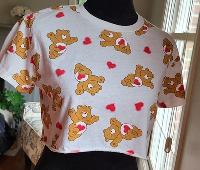 Care Bear Cropped Womens Shirt Size Medium White Tenderheart - Image 1 of 4