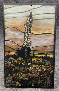 Wood Arts & Crafts Decorative Panel Carved Southwestern Landscape Desert Plaque - Picture 1 of 10