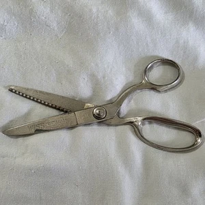 Vtg Wiss Pinking Shears Zig Zag Scissors Sewing Chrome 9.25” Mid-Century Tailor - Picture 1 of 8