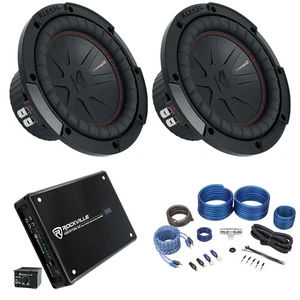 (2) Kicker 48CWR84 8" 600 Watt Car Audio Subwoofers+Mono Amplifier+Amp Kit - Picture 1 of 12