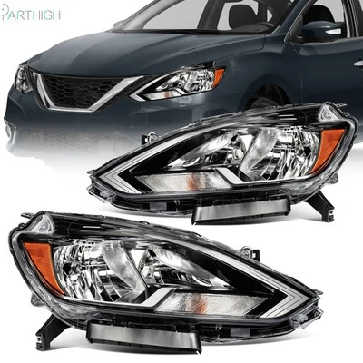 Conjunto de faros para Nissan para Sentra 2016-2019 carcasa negra Foto 1 de 4