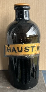 Antico barattolo bottiglia farmacia vetro nero etichetta dipinta circa 1870 primitivo - Foto 1 di 24