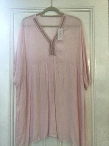 BNWT Ladies Pretty Pink Kaftan Style Top Free Size 18/26 - Picture 1 of 6
