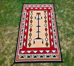 5x8 Ft Handwoven Kilim Wool Navajo Rug Style Yei Bi Chei Tribal People Tapestry - Picture 1 of 9