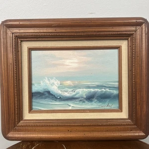 Vintage Framed And Signed, Original Artwork Painting Ocean Seascape Waves - Picture 1 of 9