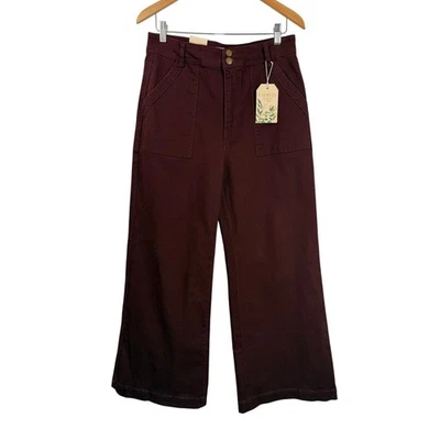 NWT Farmers Market Wide-Leg Denim Jeans Berry Size 14 Super High Rise - Image 1 of 4