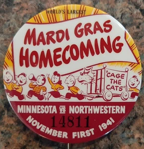 Minnesota Vs.Northwestern Homecoming Button 1941, Individually Numbered - Picture 1 of 2