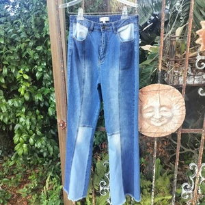 Pantalones de mezclilla para mujer Harper Heritage tiro alto acampanados desgastados lavado medio talla 29 - Imagen 1 de 7