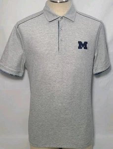 Tommy Bahama Island Zone Michigan Polo Shirt Pima Cotton Blend Gray Men's M Used - Picture 1 of 13