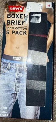 Levi's 5 пара мужчин трусы-боксеры 100% хлопок 6» внутренний шов мухи спереди ~ M (32-34) - Изображение 1 из 4