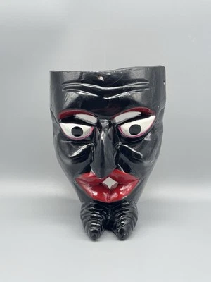 Handcrafted Wooden Mask Diablo Devil Folk Art Decor Collectible Vintage - Image 1 of 4