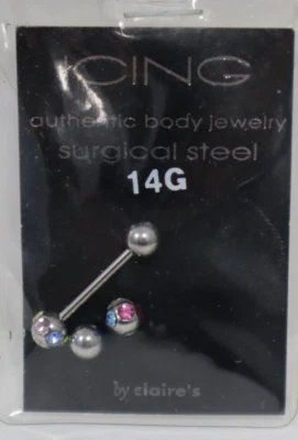Anillo LENGUA M2 Cristal 14G Glaseado Acero Quirúrgico JOYERÍA CORPORAL BARRA claire's Foto 1 de 4