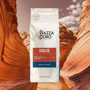 2 x Piazza Doro - Dolce 1kg Coffee Beans w/ FREE Caramel Biscuits (25pcs) - Picture 1 of 2