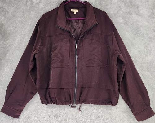 VETEMENTS Giacca Democrazia donna XL raso marrone full zip manica lunga anni 90 retrò utility
