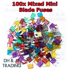 100x Mixed Mini Blade Fuses Assorted 10 x 30 a - 2a Car Fuse ATM Motorbike Boat - Picture 1 of 1