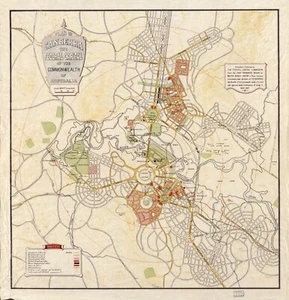 22" x 24" 1927 Map of Plan of Canberra, the Federal Capital of the Commonwea - Picture 1 of 1