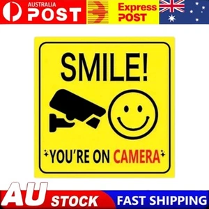 2pcs set Smile You're On Camera Signs Window Stickers Surveillance Security - Picture 1 of 2